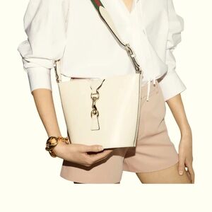 DJNY Elegant White  Taira Bucket  crossbody Bag